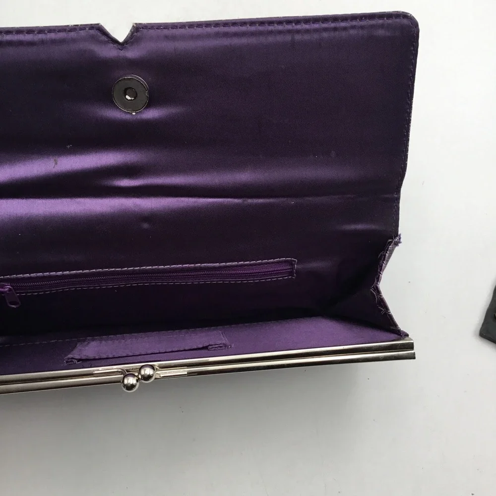 Purple Crocodile Embossed Faux Leather Wristlet Envelope Clutch Evening‎ Bag